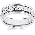 14k White Gold Mens Hand braided Comfort fit Wedding Band