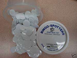 TUB OF SOLID WHITE COLORED PLASTIC BINGO CHIPS 250ps  