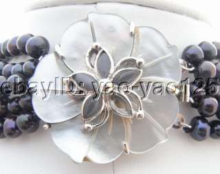Beautiful 5Strds Black Pearl&Onyx Necklace  