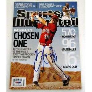 Bryce Harper Autographed Sports Illustrated Magazine PSA   Autographed 
