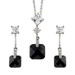 Sterling Silver Black Necklace and Earring Set  