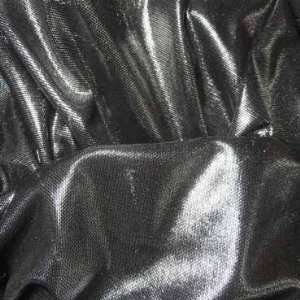 Metallic Stretch Mesh Fabric Silver Black