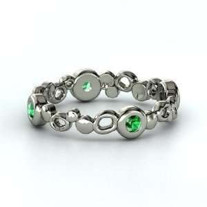  Bubble Stack Ring, Sterling Silver Ring with Emerald 