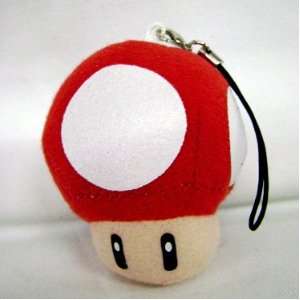  Super Mario Bro. RED Mushroom Plush Phone Charm Toys 