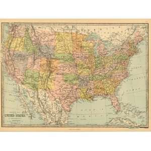  Bartholomew 1881 Antique Map of the United States Office 