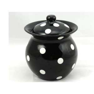  3 Piece Small Canister Set, black w/White Dots, 3 3/4H 