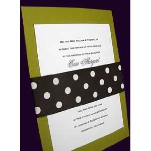  Wedding Invitations Kit Kiwi Green with Brown Polka Dot 