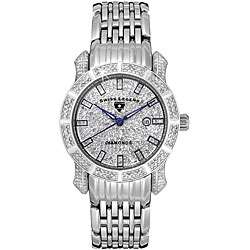   Womens Marquise Stainless Steel Case Diamond Watch  