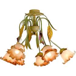 Flower and Leaf 6 light Ceiling Lamp  