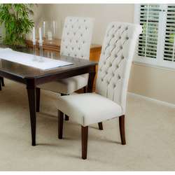 Tall Natural Tufted Dining Chairs (Set of 2)  