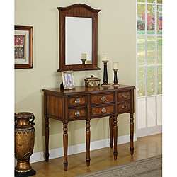 Cherry Veneer 6 drawer Console Table  
