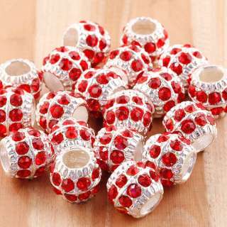 Colourful Drum Crystal Big Hole Loose Spacer European Beads Fit Charm 