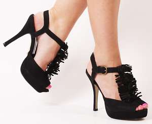 Heel Platform Sandal Victoria Black Suede Size 5 9  