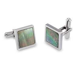 Stainless Steel Mens Mother of Pearl Cuff Links  