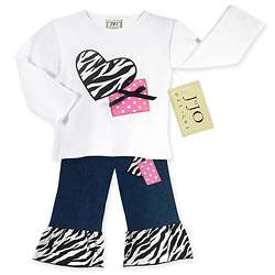JoJo Designs Girls 2 piece Zebra Heart Jeans Set  