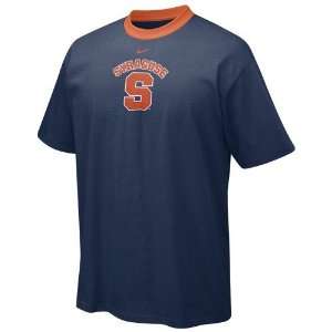  Nike Syracuse Orange Navy Blue Contrast Neck Logo T shirt 
