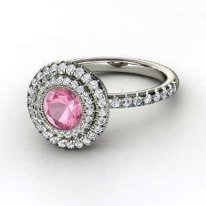  Natalie Ring, Round Pink Tourmaline 14K White Gold Ring 