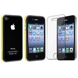  Yellow / Black Bumper TPU Case with Aluminum Button for 