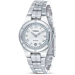 Fossil Womens Stainless Steel Crystal Accent Watch  