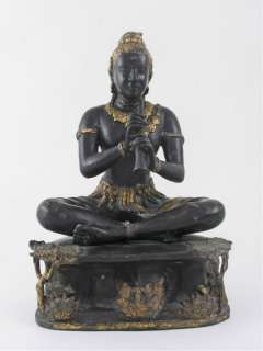 Hindu God Krishna Seated Figure Sculpture Flute Large  