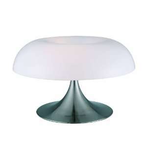   Lamp, Polished Steel with White Acrylic Spiral Shade