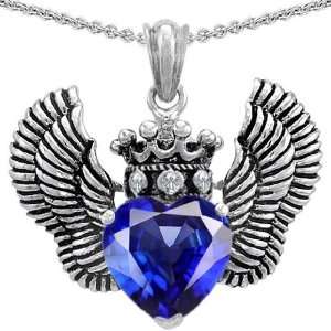 Genuine TRUE LOVE (tm) 925 Sterling Silver Created Sapphire Heart With 