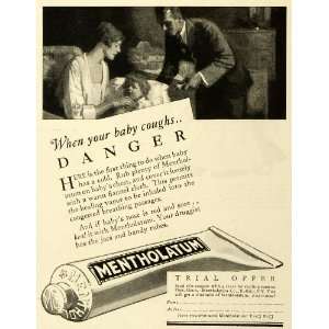  1927 Ad Mentholatum Co Congestion Cold Sick Baby & Mother 