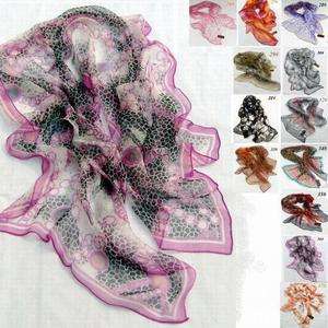    100% silk floral print classic elegant style light soft long scarf