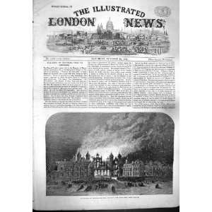  1861 BURNING CAPESTHORNE HALL CHESHIRE FIRE FINE ART