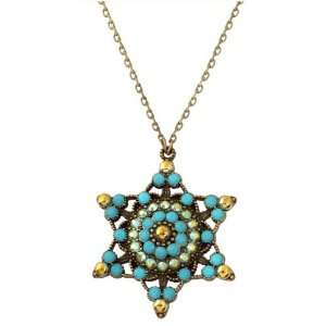 Attractive Michal Negrin Star of David Pendant Enhanced with Turquoise 
