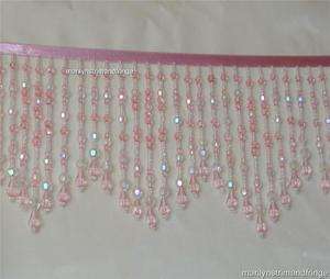 Beautiful Baby Pink and Crystal Bicone beaded fringe, this is gorgeous 