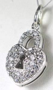   Silver 1.32ct Diamond Cut White Sapphire Heart Lock Pendant 4.8g
