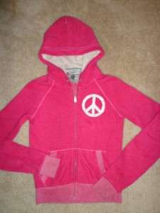 VICTORIAS SECRET Colorful Crystal Studded PEACE LOVE PINK Hoodie 