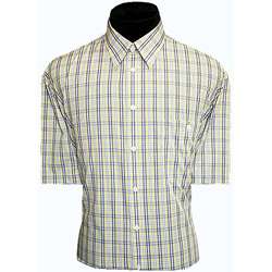 Enro Mens Non iron Short sleeve Plaid Shirt  