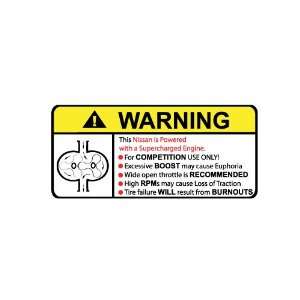  Nissan Supercharger Type II Warning sticker decal