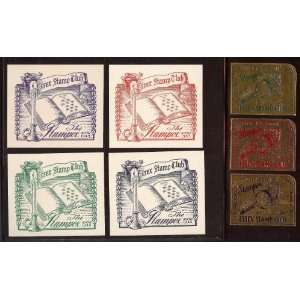  1945, 1947, Essex Stamp Club Labels (7) Unused Seals 