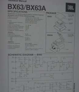 JBL BX63 & BX63A ELECTRONIC CROSSOVER TECHNICAL MANUAL  