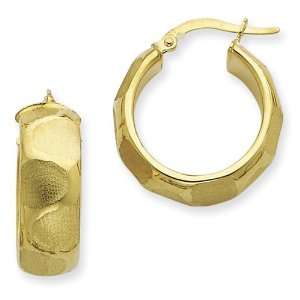  14k 7.5mm Textured Round Hoop Earrings Jewelry