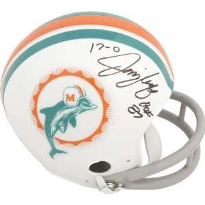   Miami Dolphins Autographed Mini Helmet with HOF and 17 0 Inscription