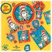 CAT IN THE HAT PARTY SUPPLIE HATS INVITE TABLECOVER BANNER GAME LIDS 