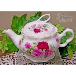    Heirloom Summertime Rose Bone China Teapot, 2 cup