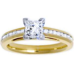   25 Carat Princess Cut Diamond 14k Yellow Gold Pre set Engagement Ring
