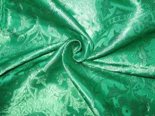 Pure SILK BROCADE FABRIC Emerald Green colour 44  