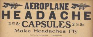 1920s AIRPLANE POSTER medicine adv. GREAT GRAPHICS   