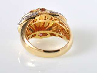 Gadi 18K Yellow Gold Diamond Citrine Garnet Ring  
