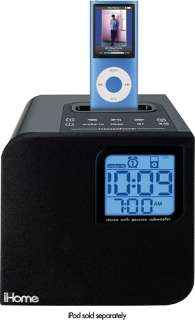 iHome Dual Alarm Clock for Apple iPod Black IH120B Ih120 Cube Speaker 