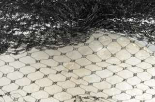   1950s E.J. KORVETTE Black Netting Hat Birdcage Veil w/ Big Bow  