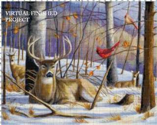 Deer in Winter Cross Stitch Pattern Elk TBB  