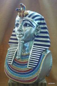 King Tut Bust 7 Hand Painted Silver New Gorgeous  