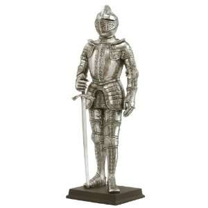 Silver Medieval Armor Sword in Right Hand Sculpture  